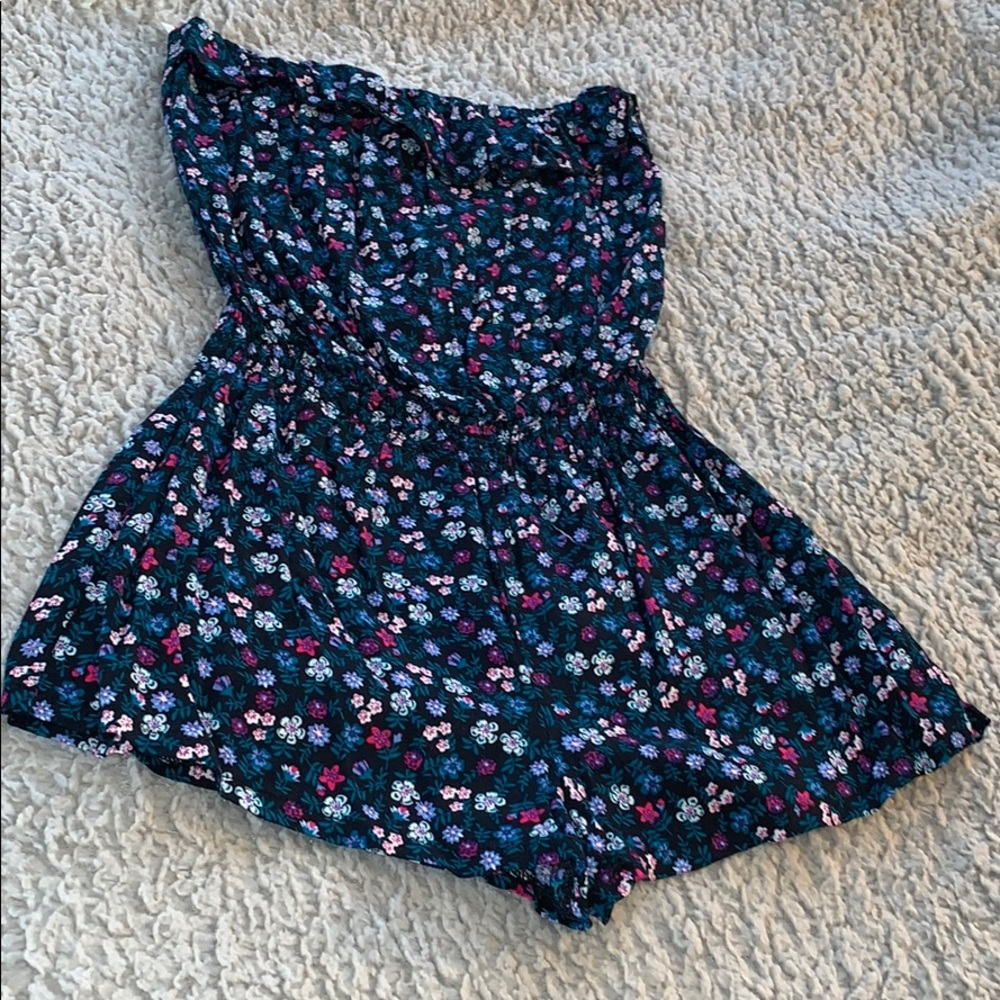 Flowered Navy Blue Romper